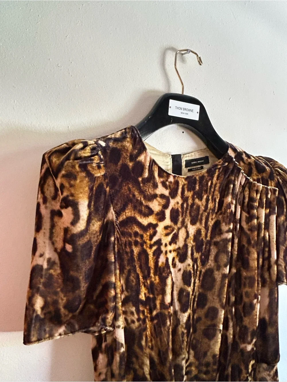 Isabel Marant Ulia Leopard Print Velvet Midi Dress Fauve Silk Size 42 US 8 10 - Picture 6 of 12